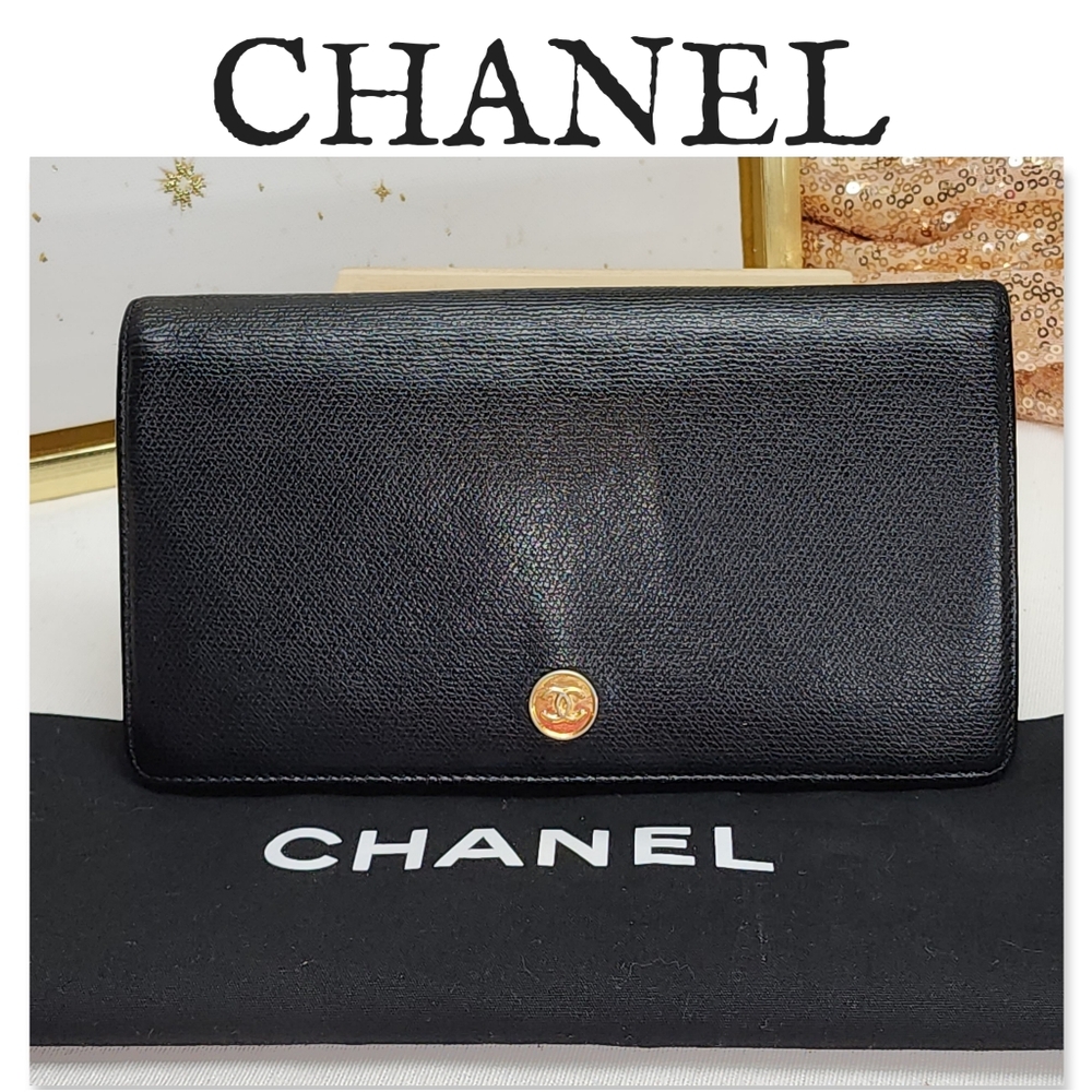 Authentic Chanel Bifold Caviar Calfskin Leather Wallet with Dust Bag - Picture 1 of 17